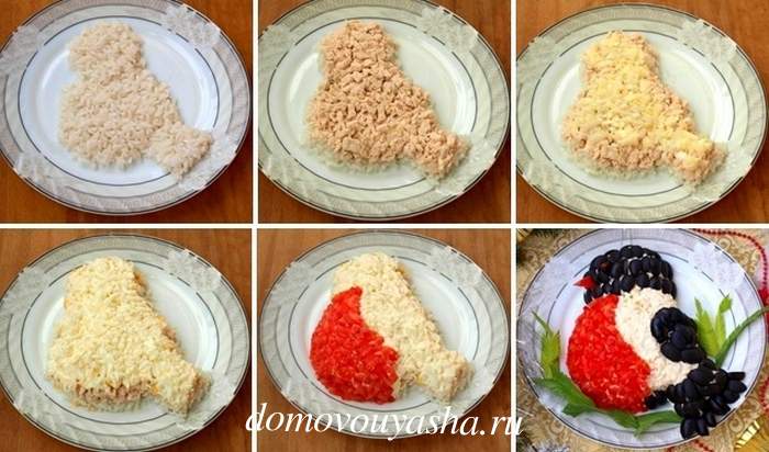Салат Снегирь на ветке 