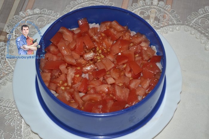 Салат Курица под кайфом с маком и копченой курицей