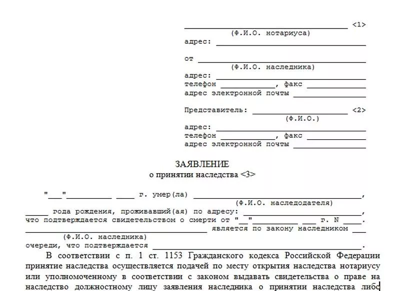 Образец заявления о вступлении в наследство в 2020 году